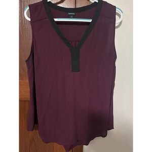 Torrid Womens Burgundy Black V Neck Sleeveless Blouse Top Size 0